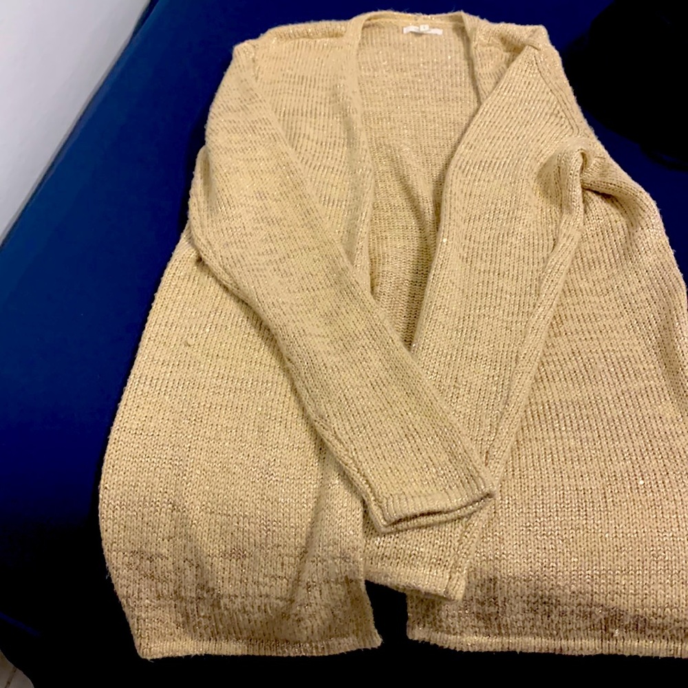 Maurices large cardigan gold sparkle throughout